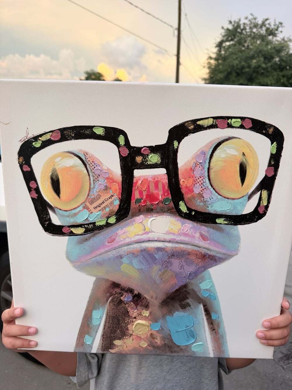 Yosemite Home Decor Hipster Froggy Hand-Painted Canvas Wall Art